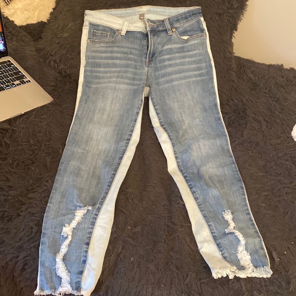 Two-Tone Boyfriend Jeans